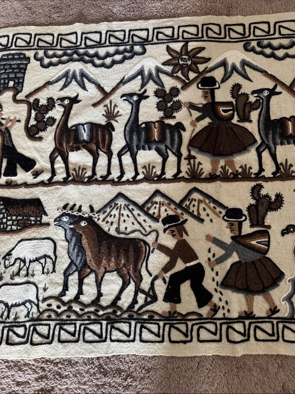 Embroidered Aztec Mayan Inca Hand Woven Tapestry